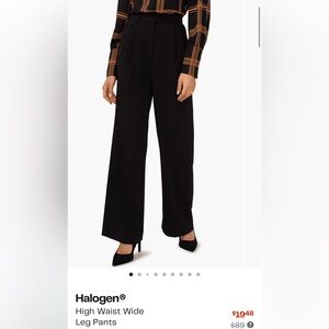Halogen High Waist Black Wide-Leg Pants